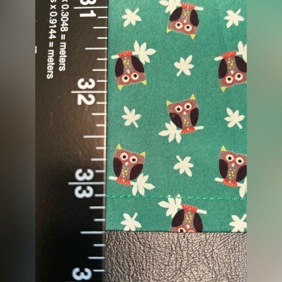 Alice Moon Green Puff Sleeve A-Line Mini Dress Owl Print size Small. - Picture 12 of 12